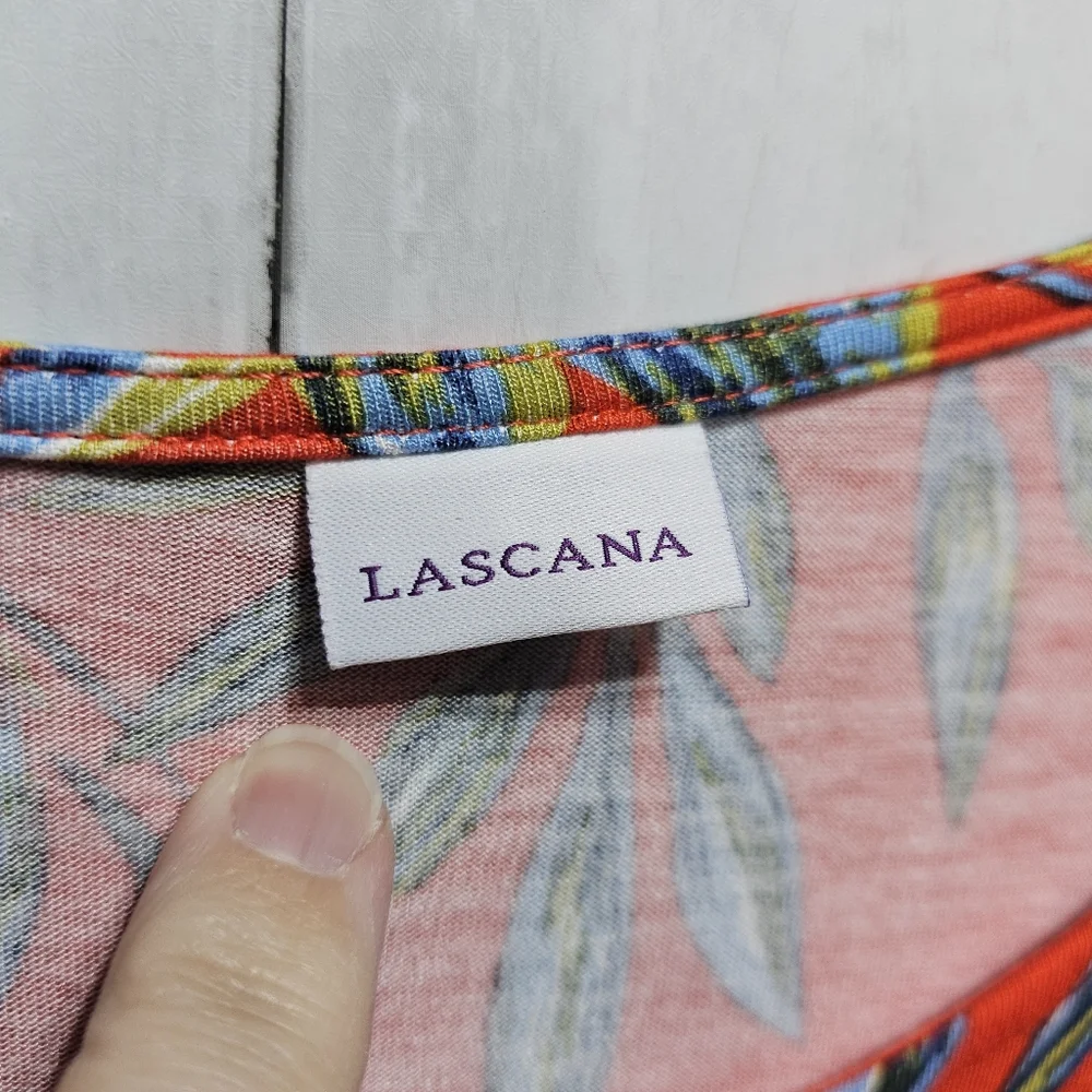 Lascana Tropical Orange/Red Floral Short Sleeve Pullover Knit Dress Size 8. - Picture 6 of 10